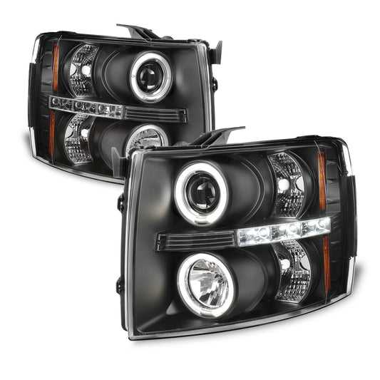 [LED Upgrade]For 07-13 Chevy Silverado Halo Projector Headlights + Tail Lights